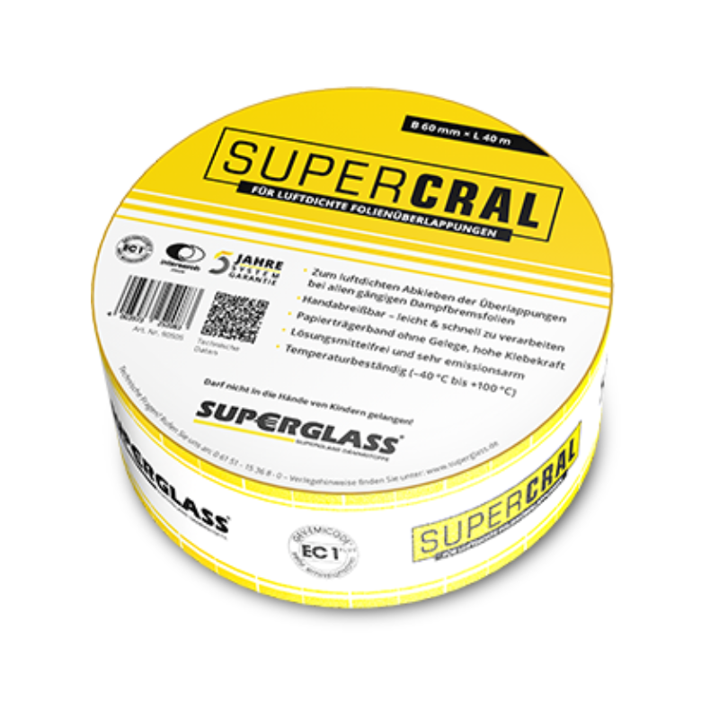 Superglass Supercral-Klebeband Gelb 40.000x60 mm