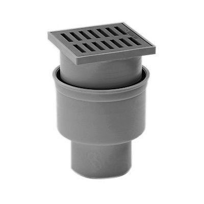 Upmann Kellerablauf 15x15 cm DN 100 senkrecht, Kunststoffrost 80239